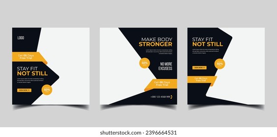 fitness social media web banner instagram post layout, editable promotional banner ads 