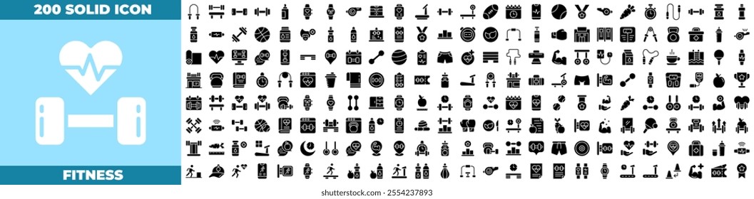 Fitness Solid Editable Icons set.