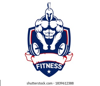 fitness spartan logo cartoon in vector