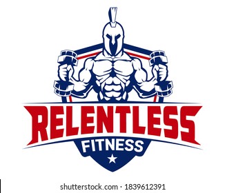 fitness spartan logo cartoon in vector