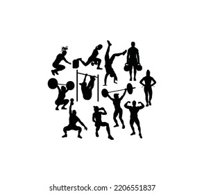 Fitness Sport Activity, art vector silhouettes design
