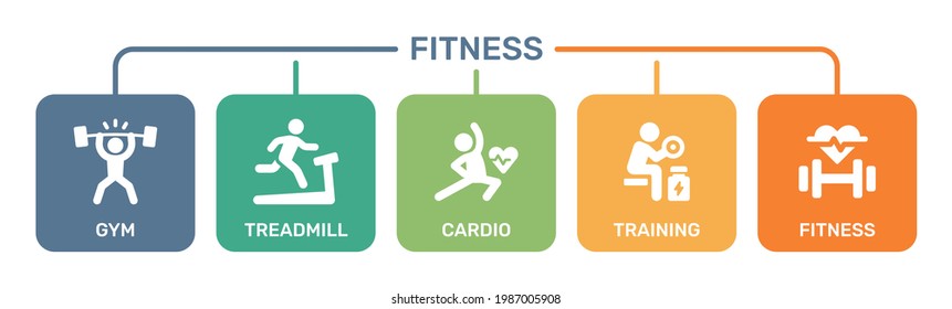 Fitness, sport activity and gym icon set. Vector illustration