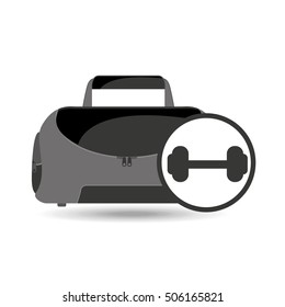 Fitness Sport Bag Icon Barbell Vector Illustration