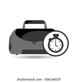 fitness sport bag icon chronometer vector illustration