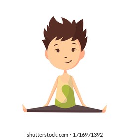 Fitness sport. Boy posing and making gymnastic
