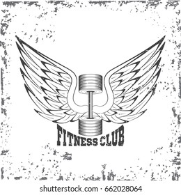 Fitness sport club vintage logo on a white background. Vector illustration.
