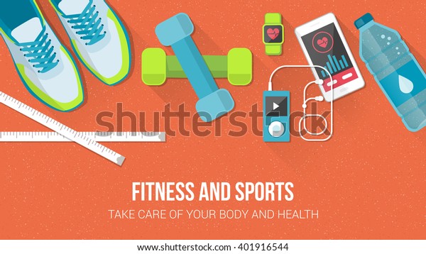 Fitness Sport Diet Healthy Lifestyle Banner Stock Vector (royalty Free 