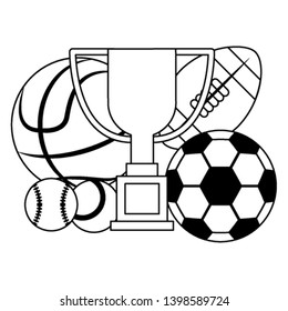 Fitness and sport equipment in black and white