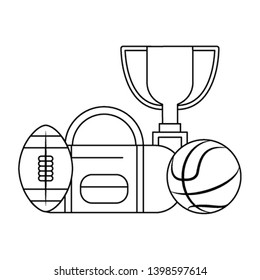 Fitness and sport equipment in black and white