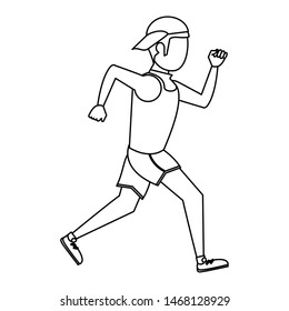 fitness sport excercise lifestyle man running isolated cartoon vector illustration graphic design