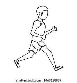 fitness sport excercise lifestyle man running isolated cartoon vector illustration graphic design