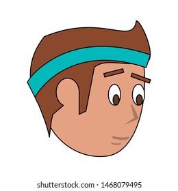 fitness sport excercise lifestyle runner man face isolated cartoon vector illustration graphic design