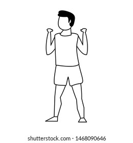 fitness sport exercise lifestyle, man doing stretching for workout, gym and yoga training cartoon vector illustration graphic design