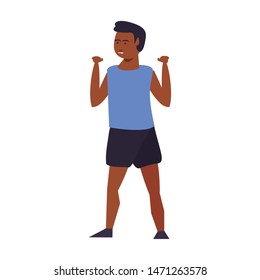 fitness sport exercise lifestyle, man doing stretching for workout, gym and yoga training cartoon vector illustration graphic design