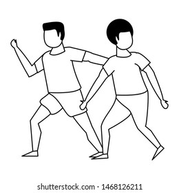 fitness sport exercise lifestyle, men doing stretching for workout, gym and yoga training cartoon vector illustration graphic design