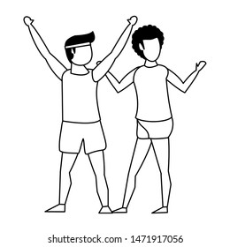 fitness sport exercise lifestyle, men doing stretching for workout, gym and yoga training cartoon vector illustration graphic design