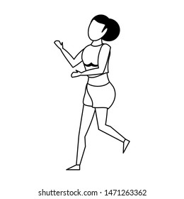 fitness sport exercise lifestyle, woman doing stretching for workout, gym and yoga training cartoon vector illustration graphic design