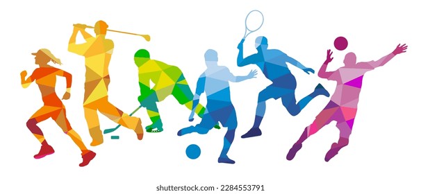 Fitness and sport graphic with athletes in action.