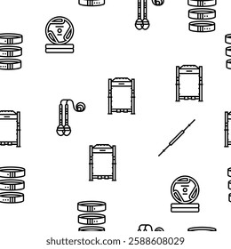 fitness sport gym healthy vector seamless pattern thin line illustration