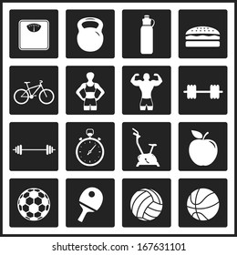 fitness sport and health flat design icon set. template elements for web and mobile applications