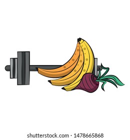fitness sport heatlhy lifestyle, gym and healthydiet objects cartoon vector illustration graphic design