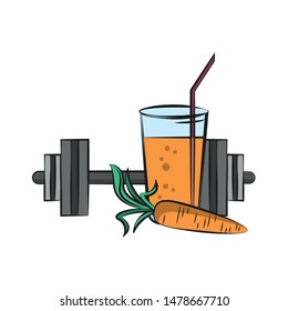fitness sport heatlhy lifestyle, gym and healthydiet objects cartoon vector illustration graphic design