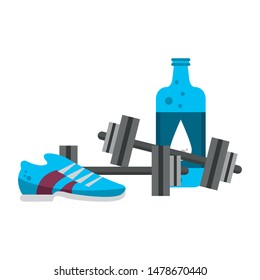 fitness sport heatlhy lifestyle, gym and healthyobjects cartoon vector illustration graphic design