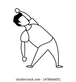 fitness sport heatlhy lifestyle, man doing workout exercise routine cartoon vector illustration graphic design