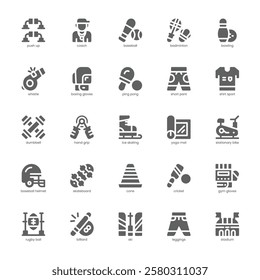 Fitness Sport Icon pack for your website, mobile, presentation, and logo design. Fitness Sport Icon solid design. Vector graphics illustration and editable stroke.