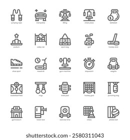 Fitness Sport Icon pack for your website, mobile, presentation, and logo design. Fitness Sport Icon outline design. Vector graphics illustration and editable stroke.