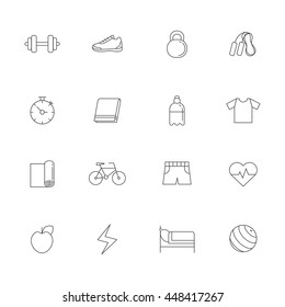 Fitness and sport icon vector set. Clean and simple outline design.