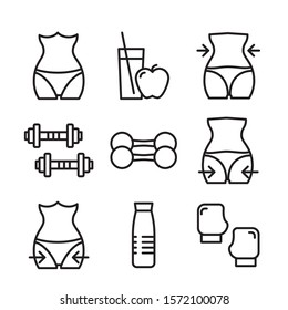 Fitness and sport icons set. Healthy lifestyle symbols.