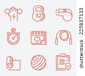 Fitness and sport icons, thin line style, modern flat design
