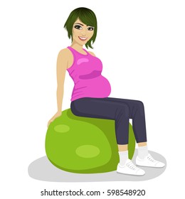 Fitness, sport and lifestyle concept - pregnant women on exercise balls