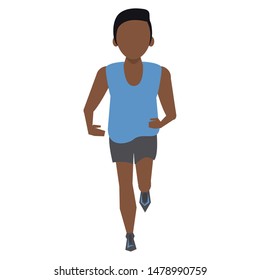 fitness sport lifestyle workout, afro man running isolated cartoon vector illustration graphic design
