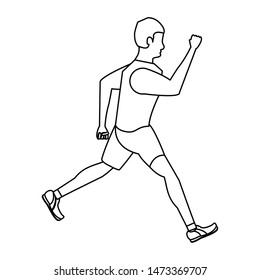 fitness sport lifestyle workout,  man running isolated cartoon vector illustration graphic design