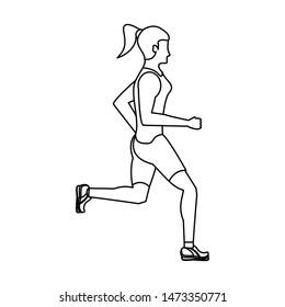 fitness sport lifestyle workout, woman running isolated cartoon vector illustration graphic design