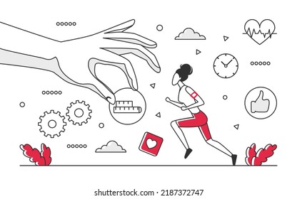 Fitness sport runner activity. Jogging training, recreational athleticism vector monocolor illustration