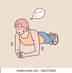 fitness, sport, training and lifestyle concept - woman doing exercises.Hand drawn style vector design illustrations.