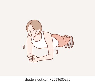 fitness, sport, training and lifestyle concept - woman doing exercises.Hand drawn style vector design illustrations.	