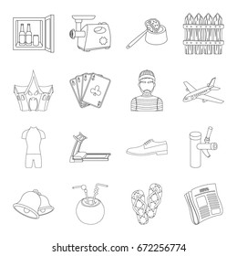 fitness, sport, transport and other web icon in outline style.electrical appliance, rest, alcohol icons in set collection.
