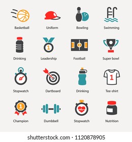 Fitness and Sport vector icons set