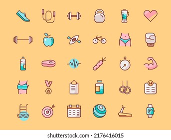 Fitness and Sport Vector Icons Set
