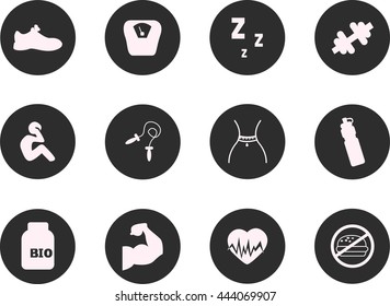 Fitness and Sport vector icons for web and mobile. All elements are grouped.