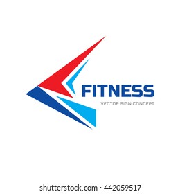Fitness sport - vector logo concept illustration. Abstraction arrow shape sign. Stylized geometric bird wing. Delivery symbol. Design element. 