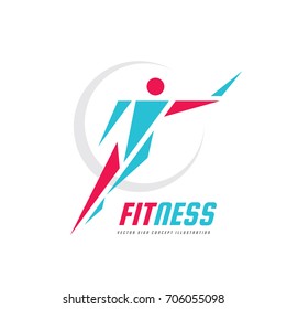Fitness Sport - vector logo template concept illustration. Human character. Abstract man figure. People sign. Design element
