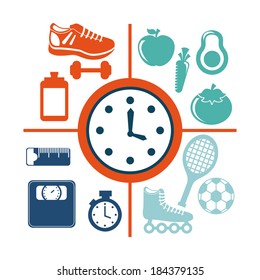 Fitness and sports design over white background, vector illustration