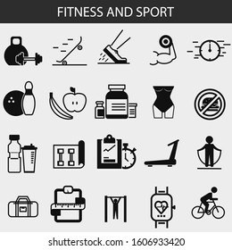 Fitness and sports icon set. New trendy vector illustration symbol