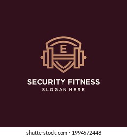 fitness sports fitness logo icon vector template with shield , fitness security logo