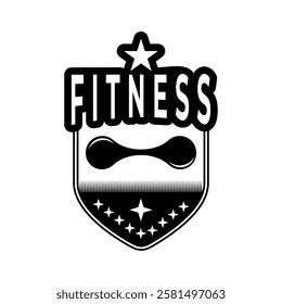 Fitness star and shield logo vector. Fitness and Gym center logo design template